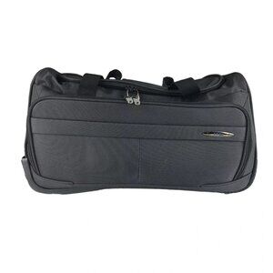 KKDK Unisex Adult Black Gray Double Handles Pockets‎ Trolley Duffle Luggage Bag